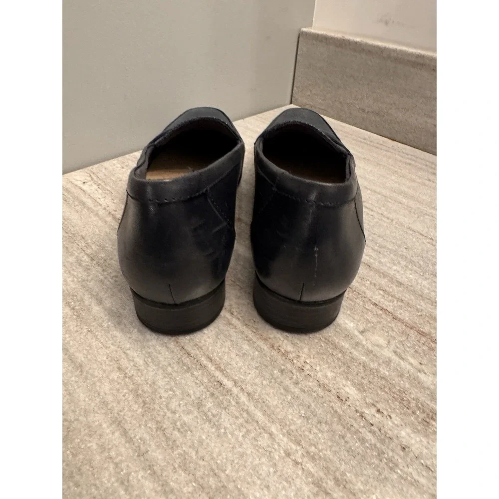 Clarks Juliet Coast Penny Loafers Leather Slip-Ons Luxe Flats‎ Textured Blue 8.5